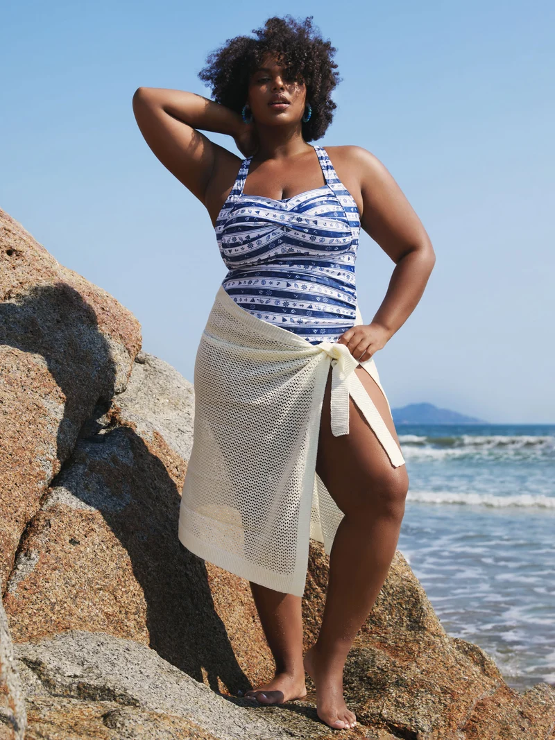 Crochet Tie Side Wrap Sarong Cover Up