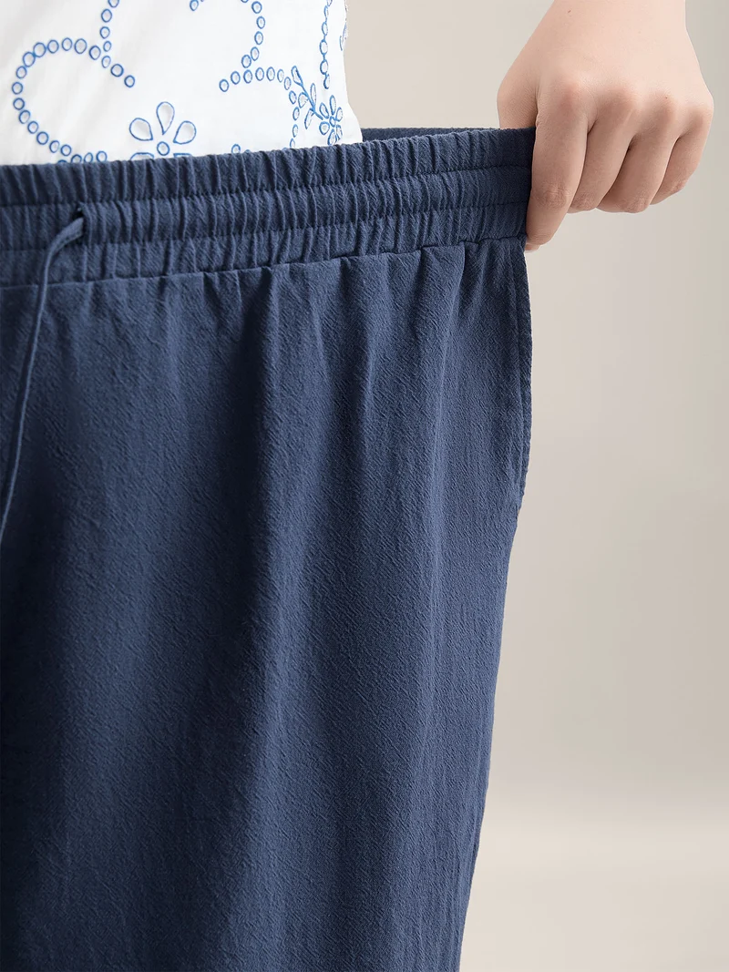 Lace Cut-Out Straight-Leg Plain Pants