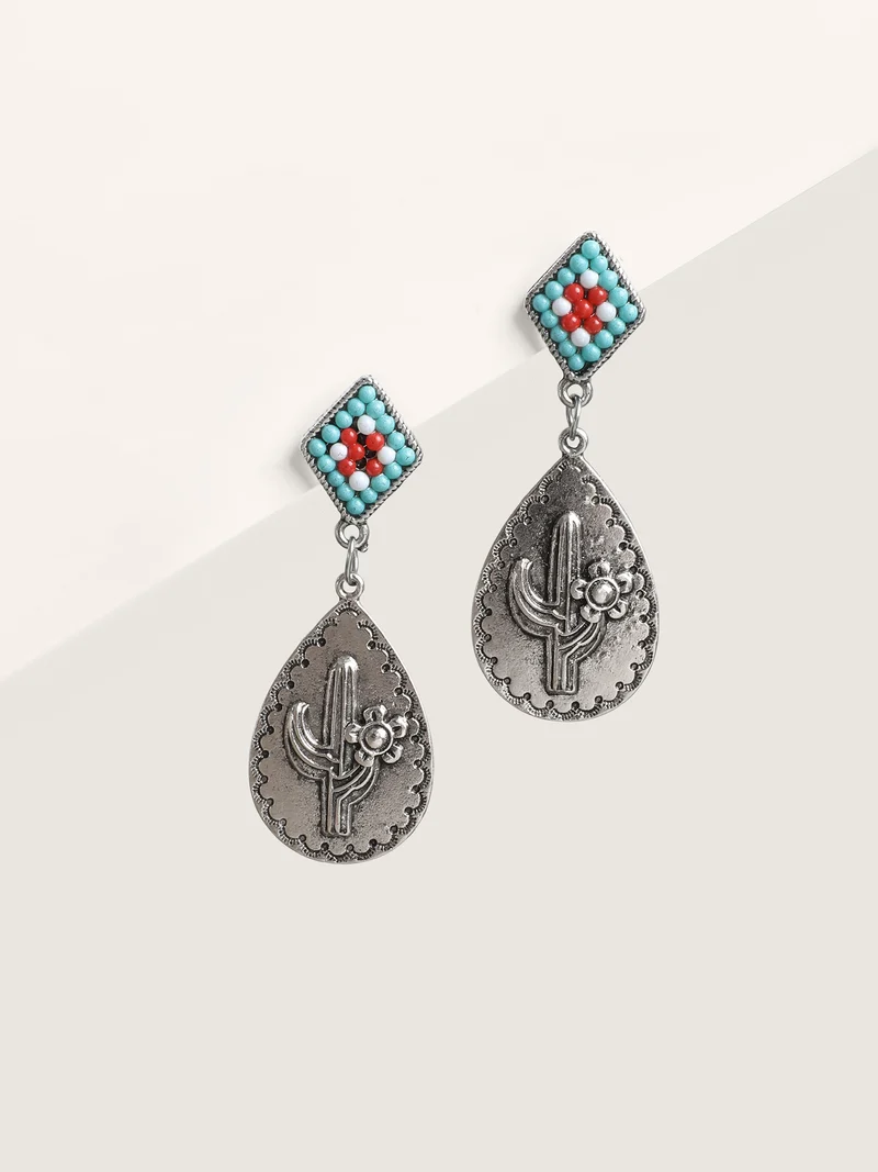 Antique Silver Turquoise Drop Earrings