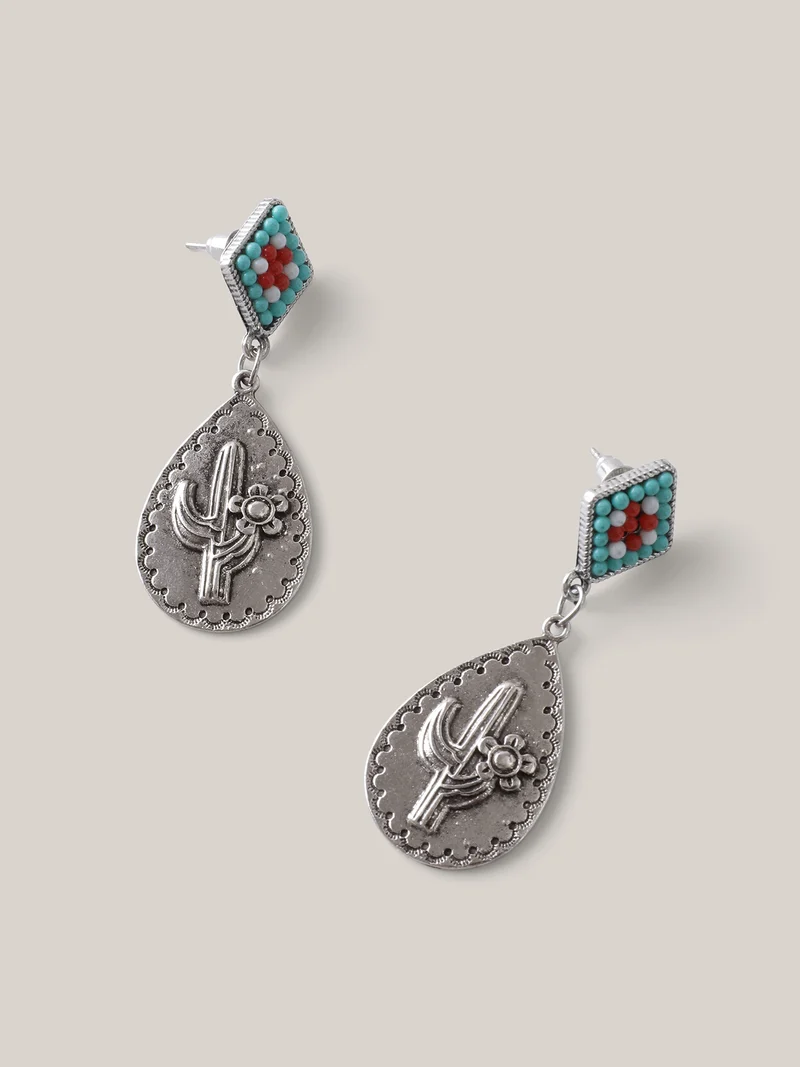 Antique Silver Turquoise Drop Earrings