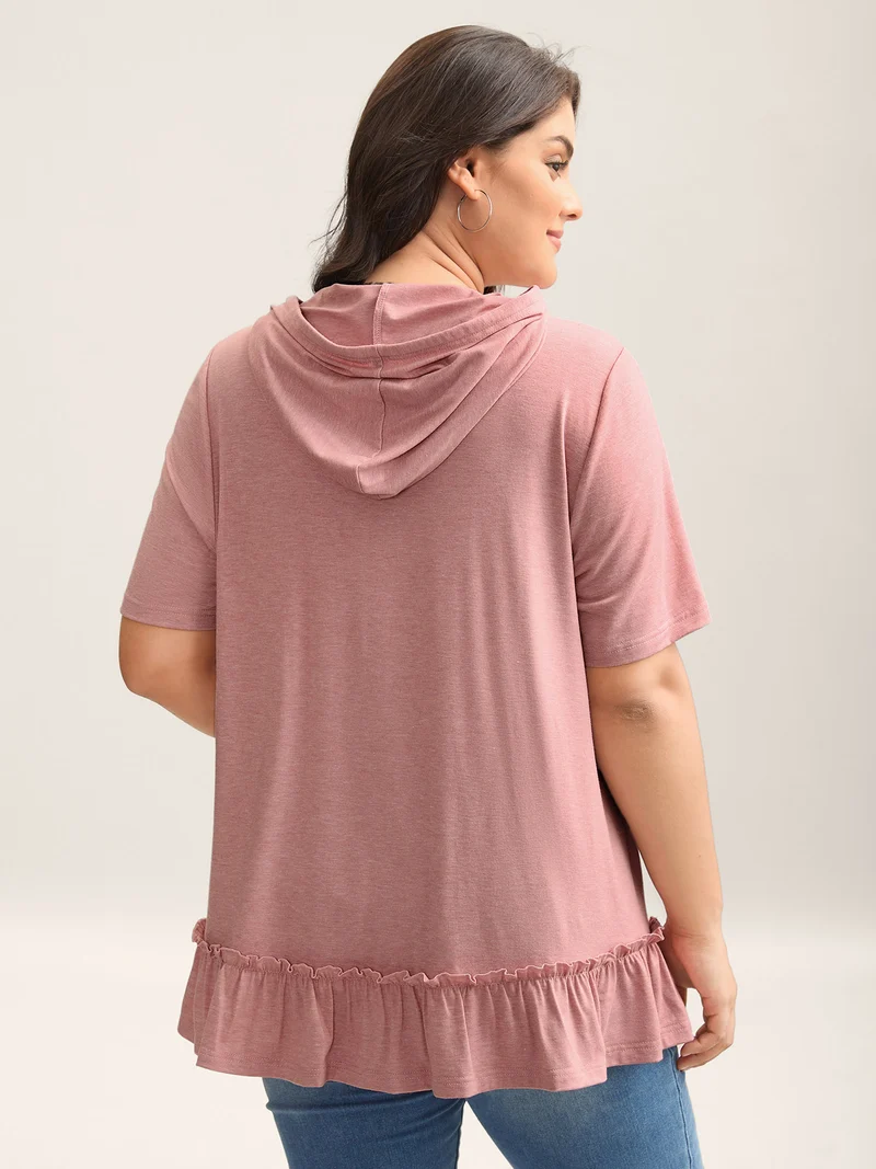 Stretchy Heather Hooded Ties T-Shirt
