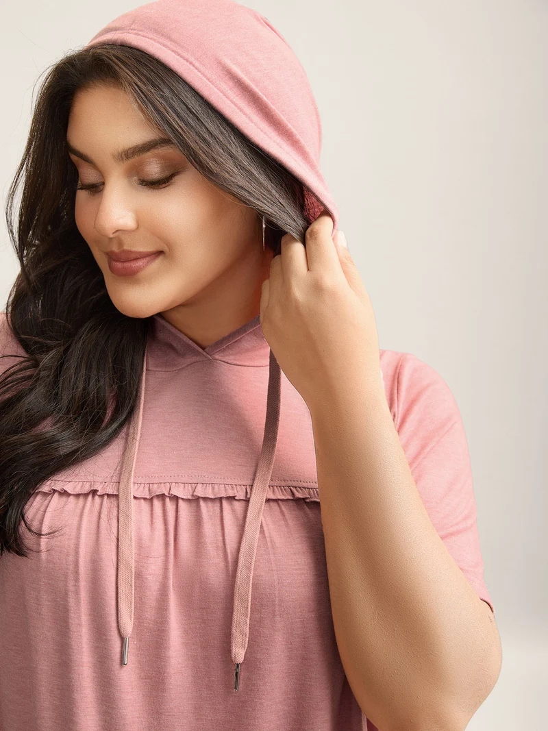 Stretchy Heather Hooded Ties T-Shirt
