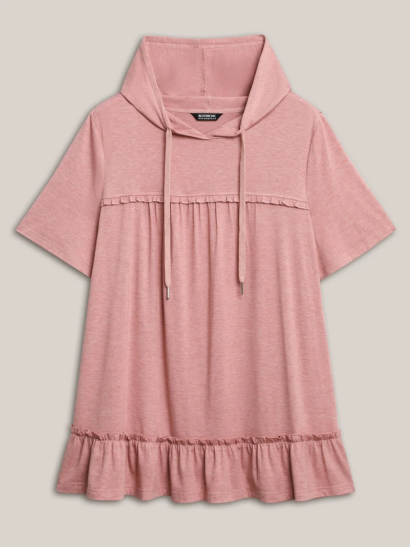 Stretchy Heather Hooded Ties T-Shirt