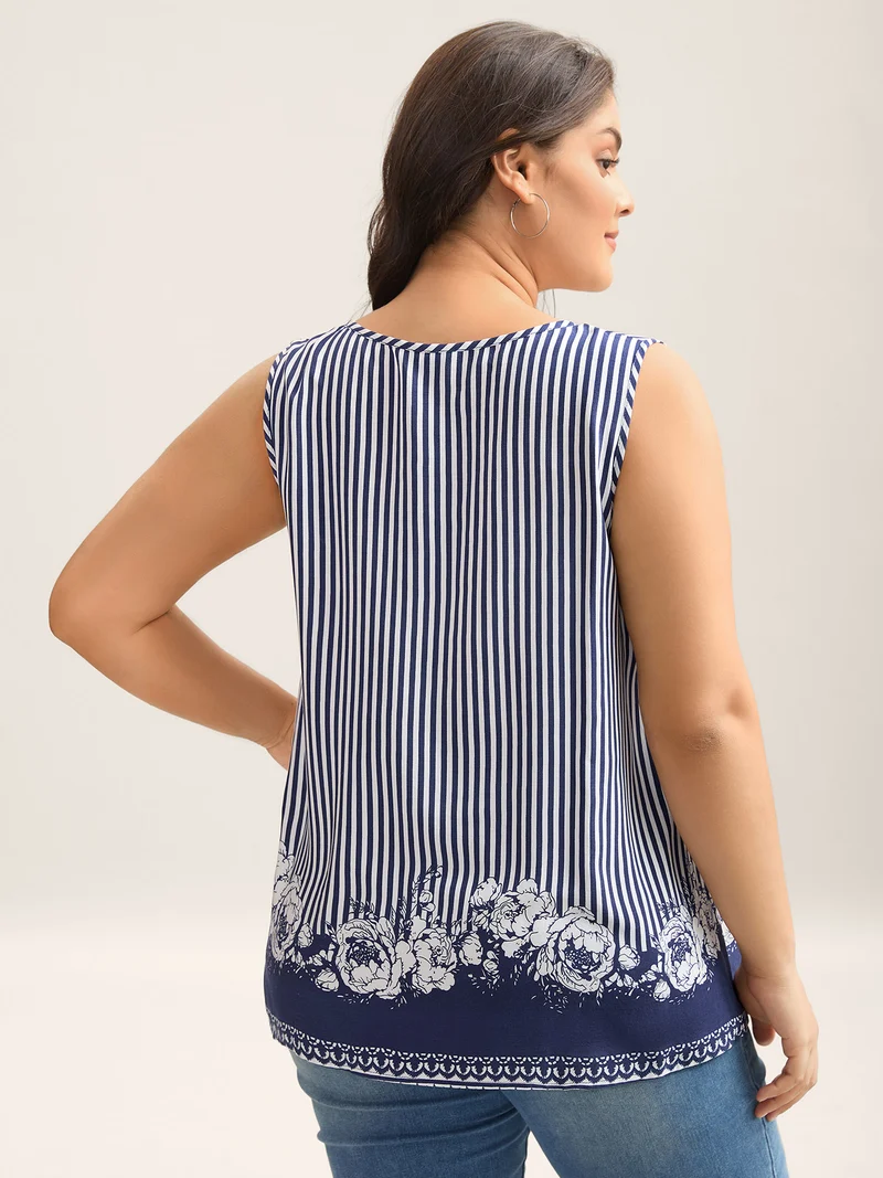 Rayon Floral Hem Tank Top
