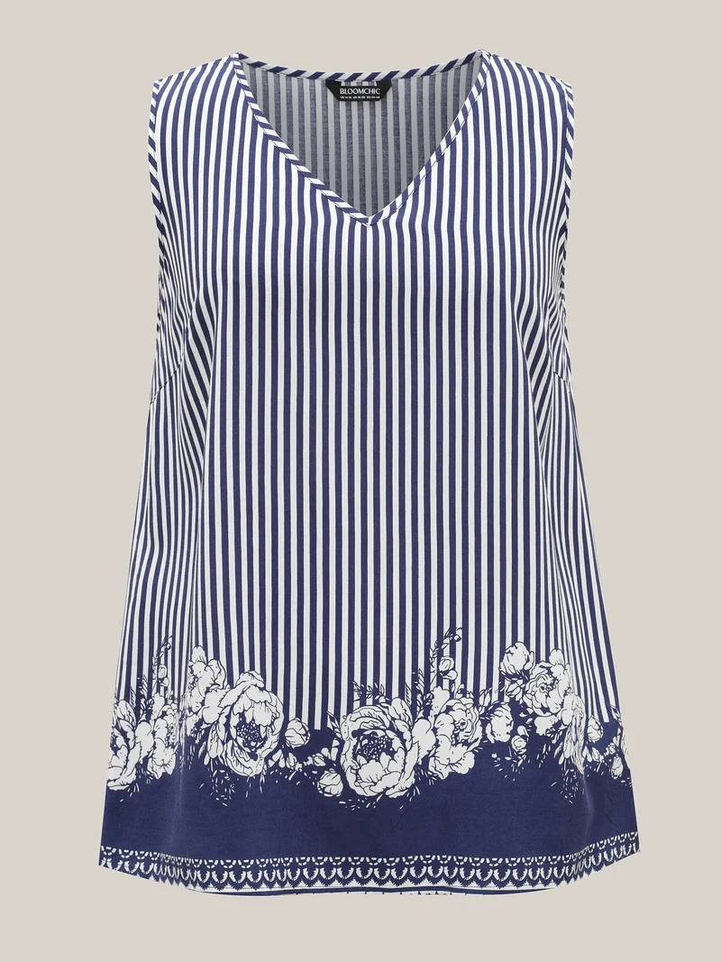Rayon Floral Hem Tank Top