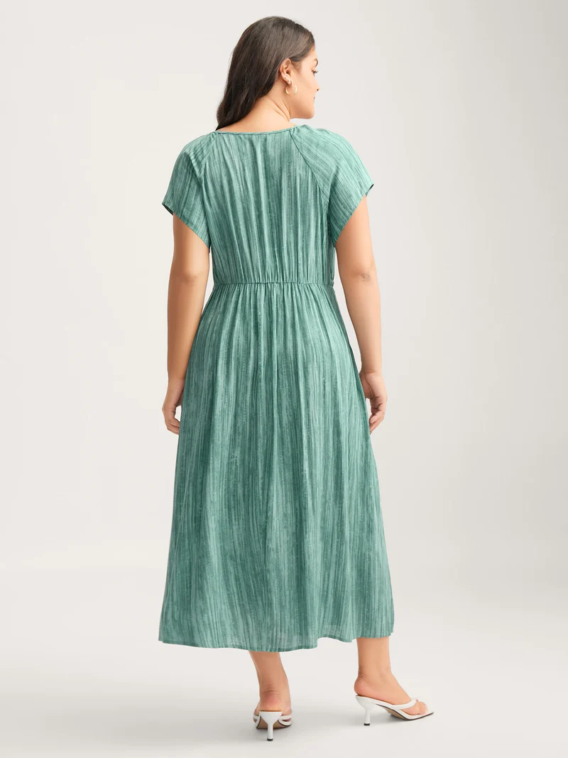 Linen Rayon Blend Tassels Textured Maxi Dress