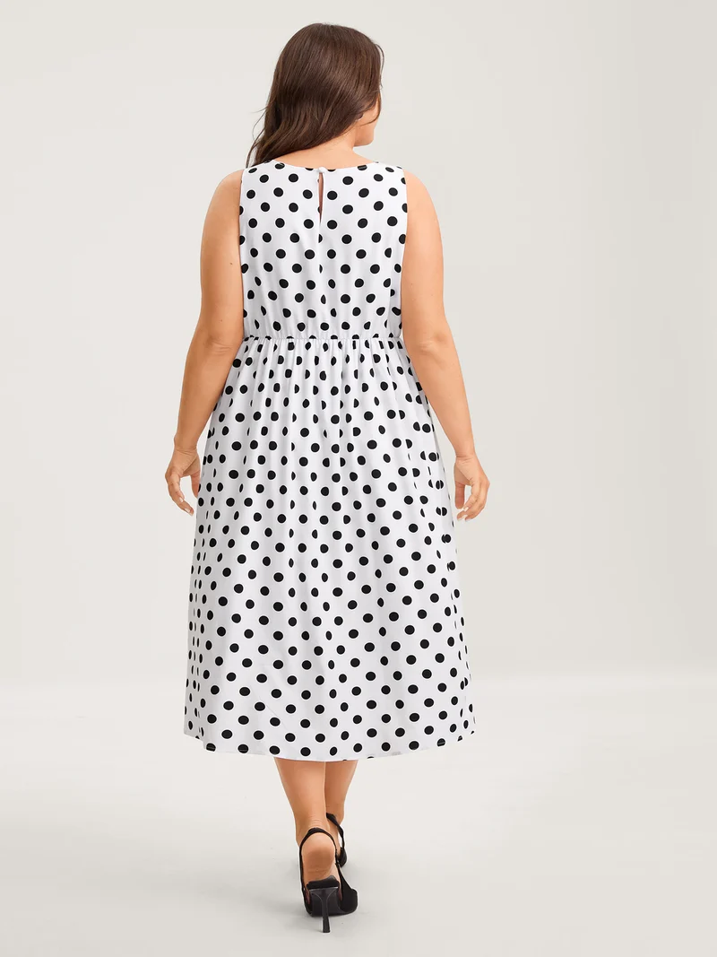 Pretty Polka Dots Drop Waist Midi Dress