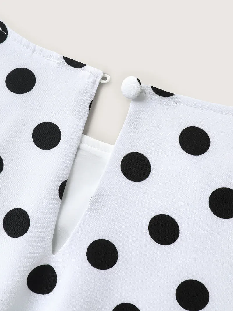 Pretty Polka Dots Drop Waist Midi Dress
