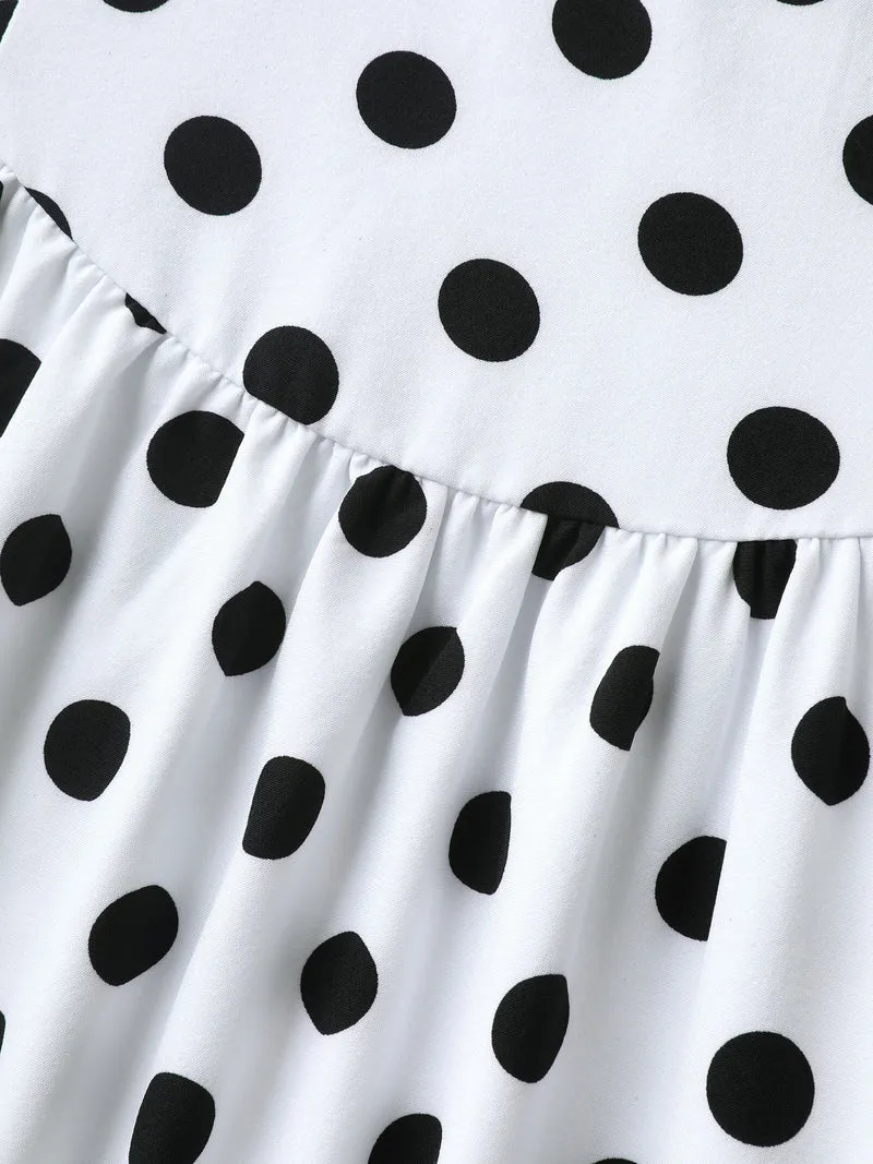 Pretty Polka Dots Drop Waist Midi Dress