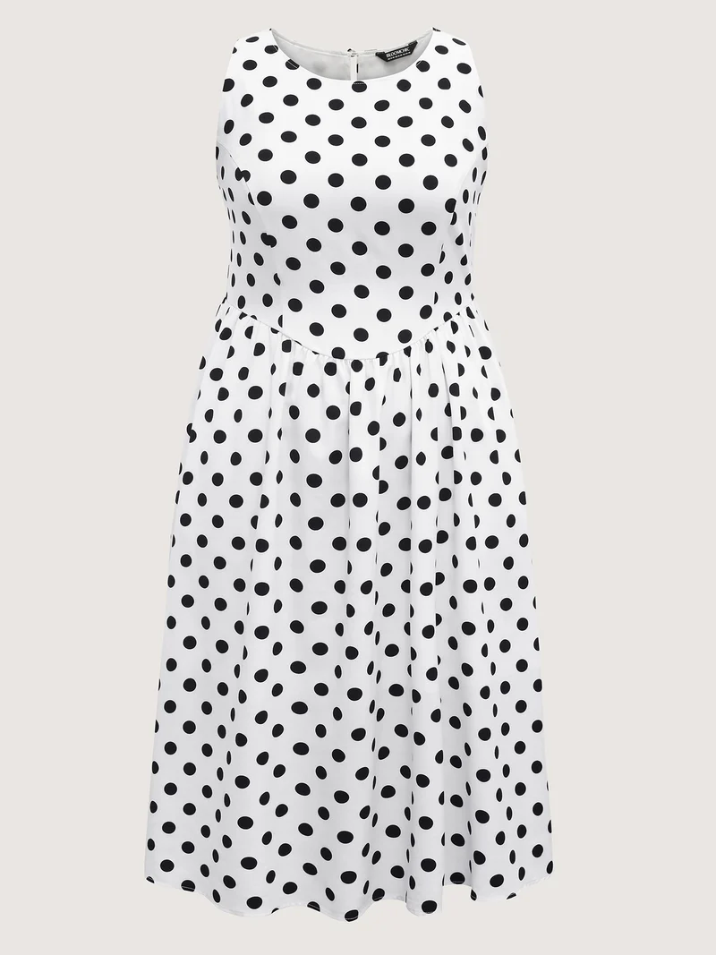 Pretty Polka Dots Drop Waist Midi Dress