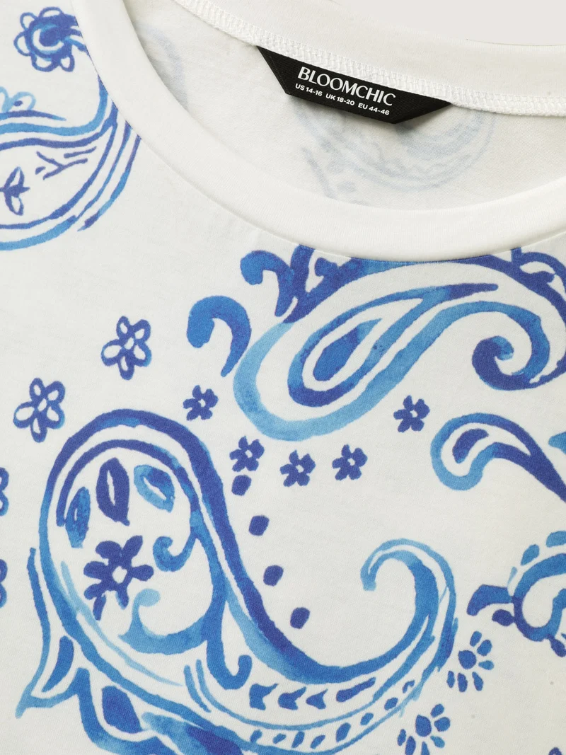 Paisley Print Solid T-Shirt