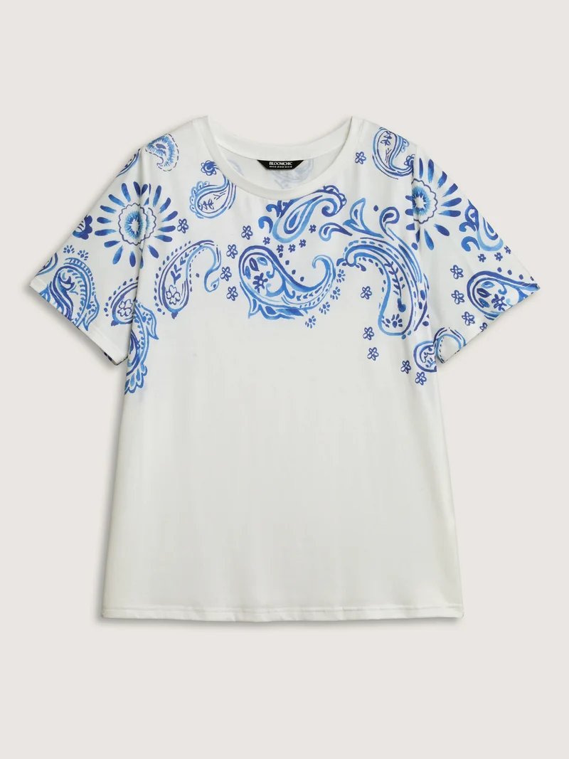 Paisley Print Solid T-Shirt