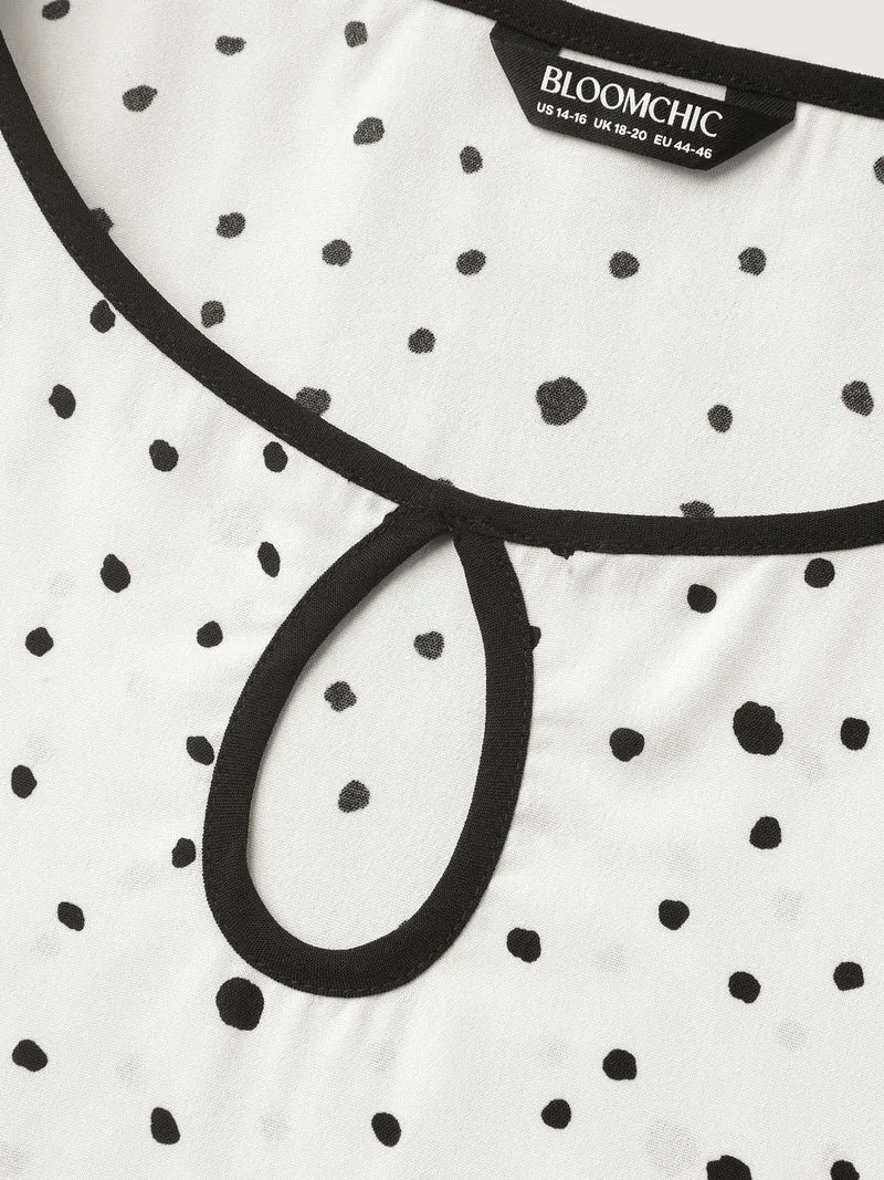 Polka Dots Contrast Layered Sleeve Blouse
