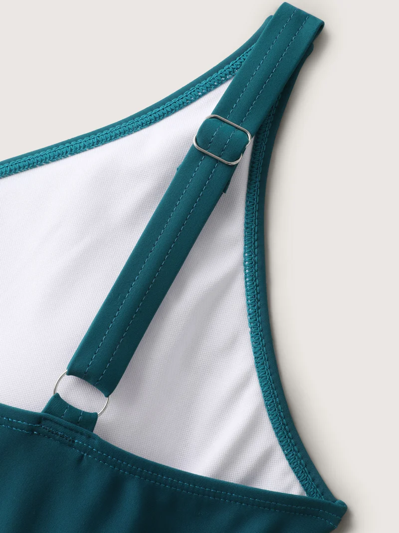 Twist Front Arc Hem Adjustable Swim Top