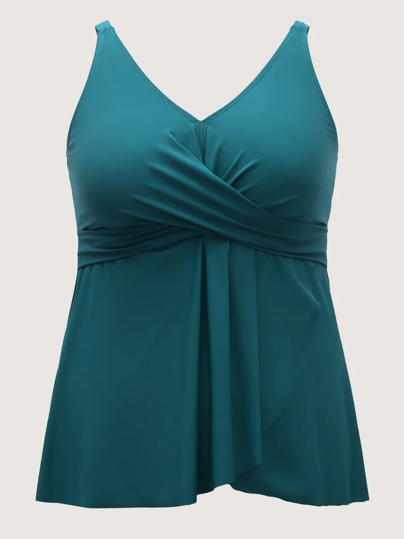 Twist Front Arc Hem Adjustable Swim Top