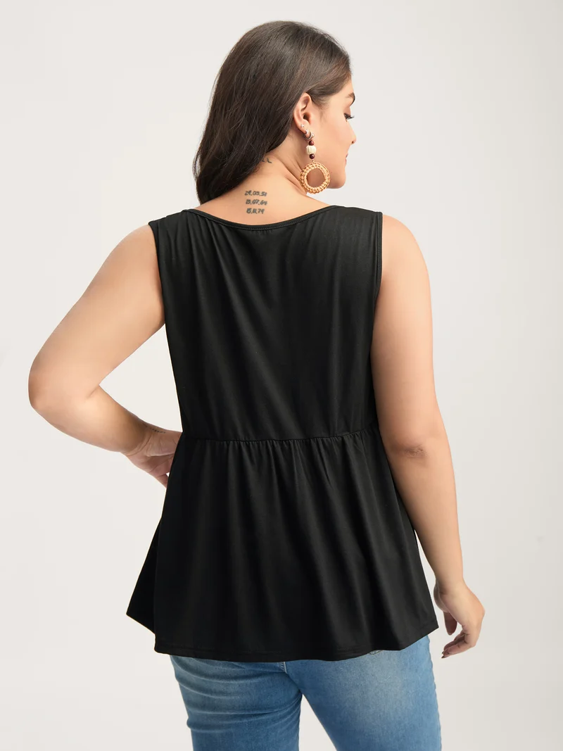 Colorful Shirred Detail Offsleeves Tank Top