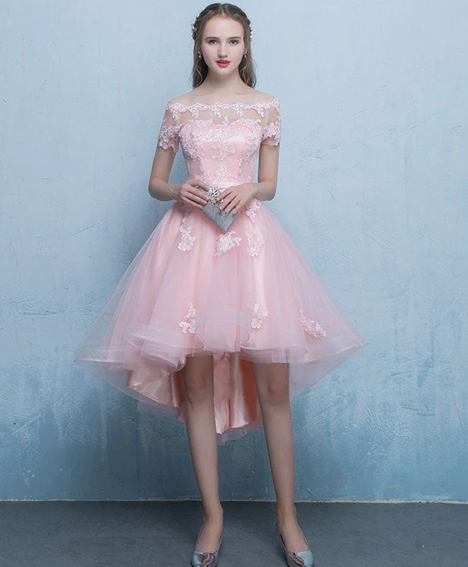 Robe de soirée courte bleu foncé en tulle et dentelle
