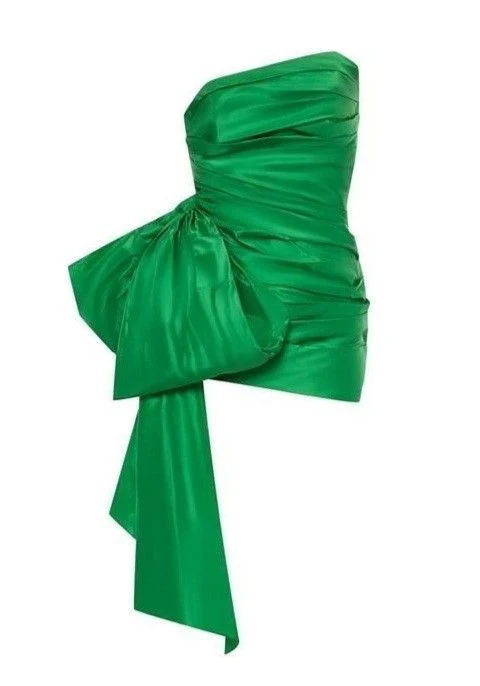 Robe de soirée bustier verte en satin, nouvelle collection
