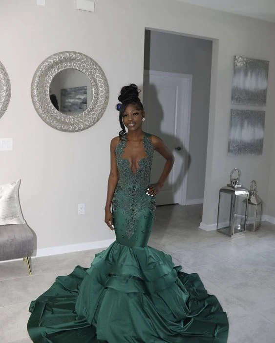 Superbe robe de bal princesse élégante verte