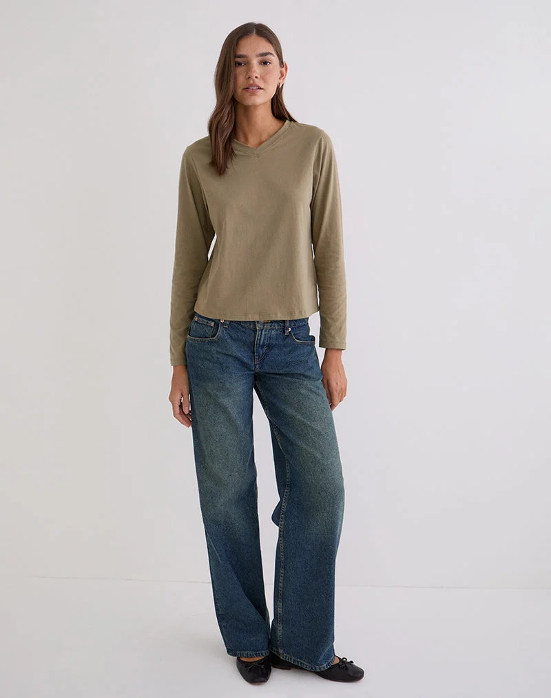 Top Feman en jersey kaki