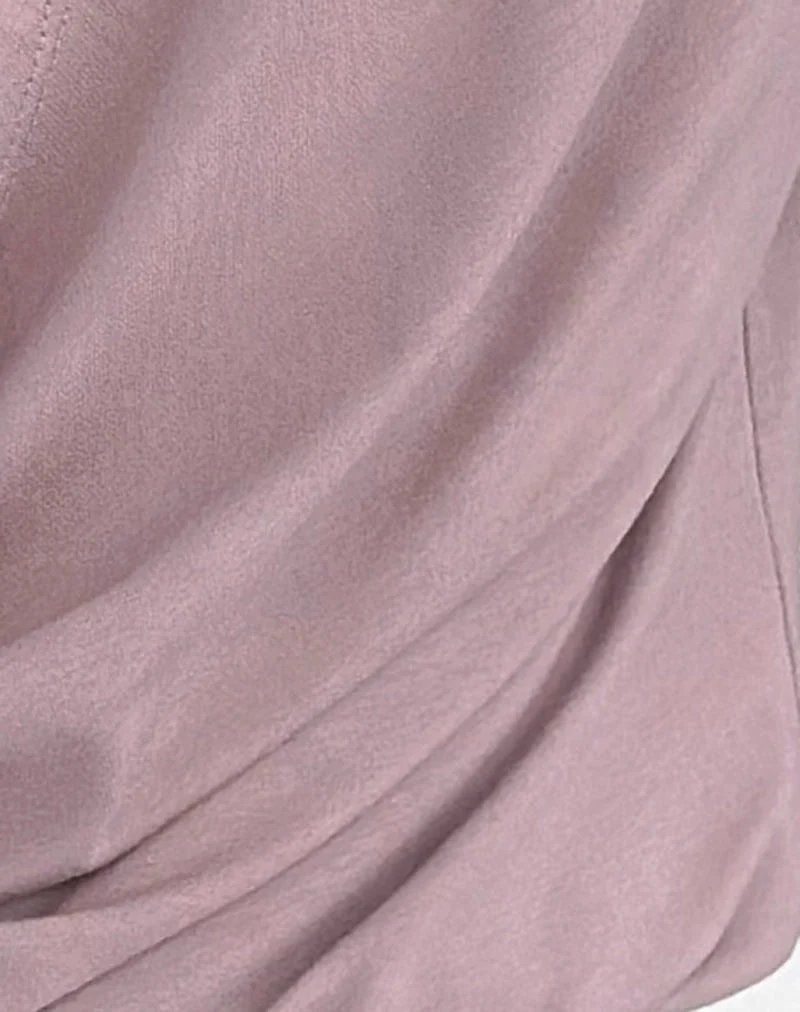 Haut à manches longues et col roulé en jersey mauve poussiéreux
