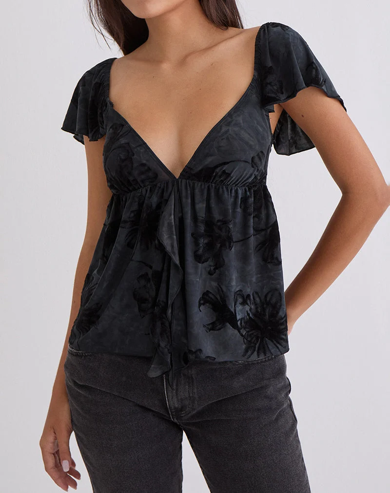Top camisole Fonzie en velours dévoré gris