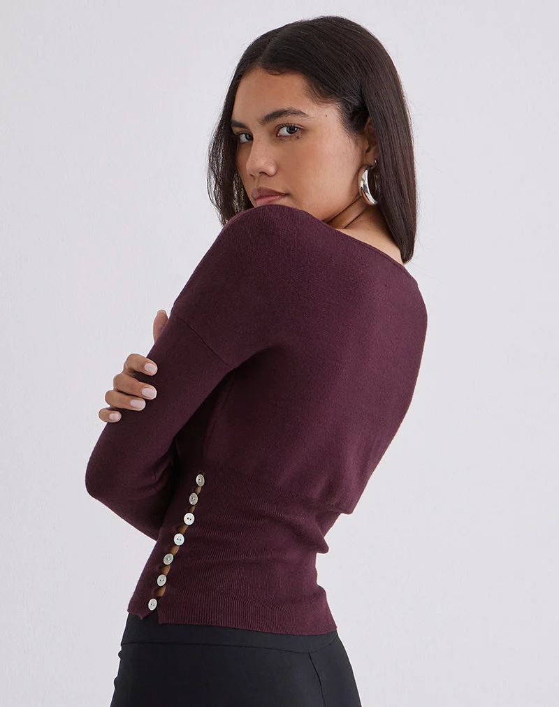 Haut Elira en tricot prune