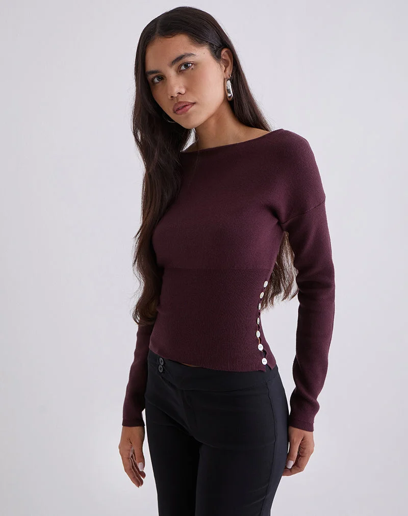 Haut Elira en tricot prune