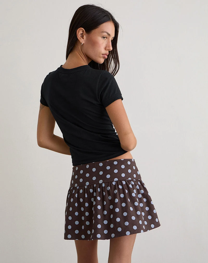 Mini-jupe plissée Jolea à pois marron uni