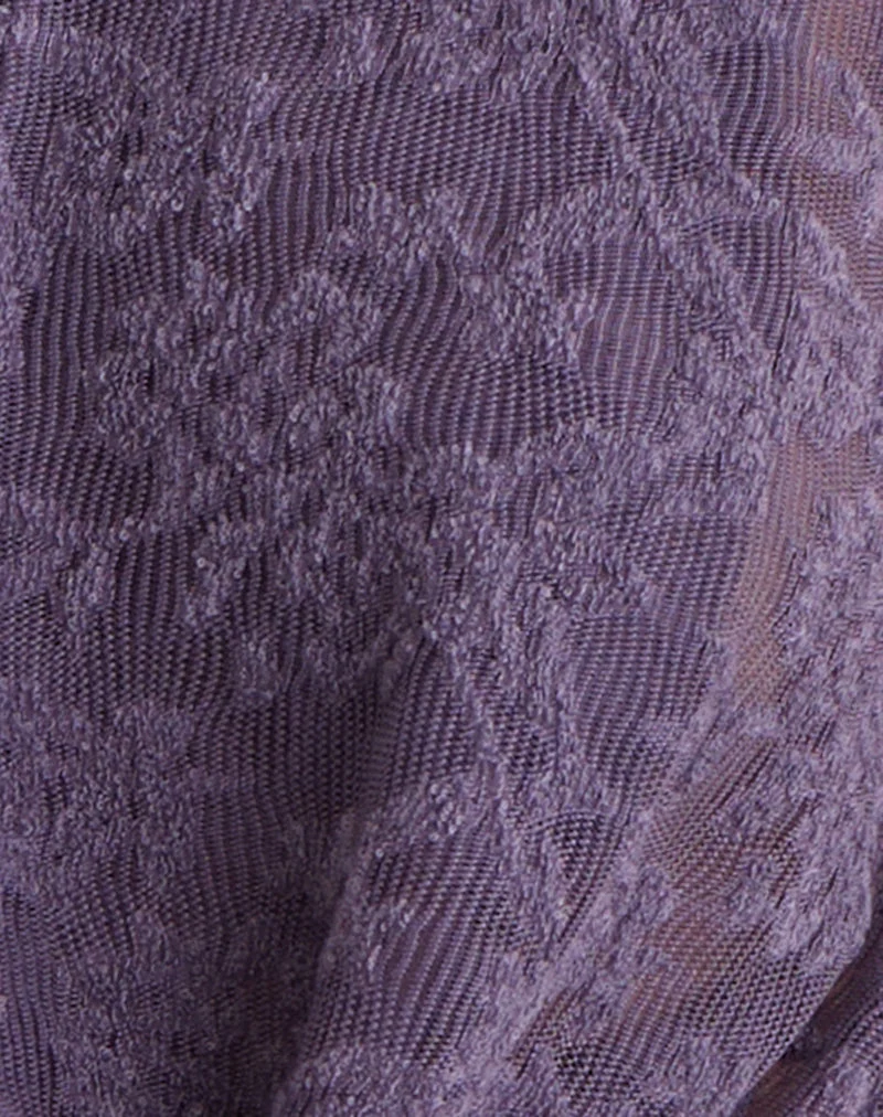Haut plongeant Yukari en maille jacquard violet