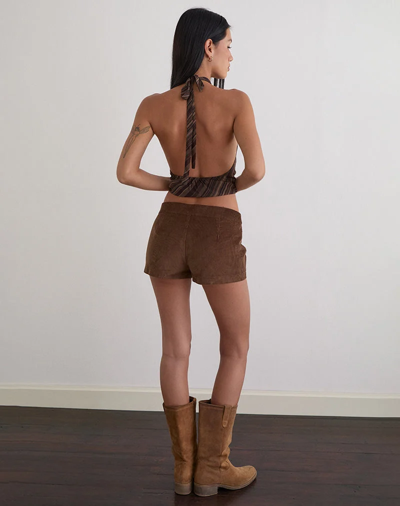 Blazira Short en velours côtelé marron