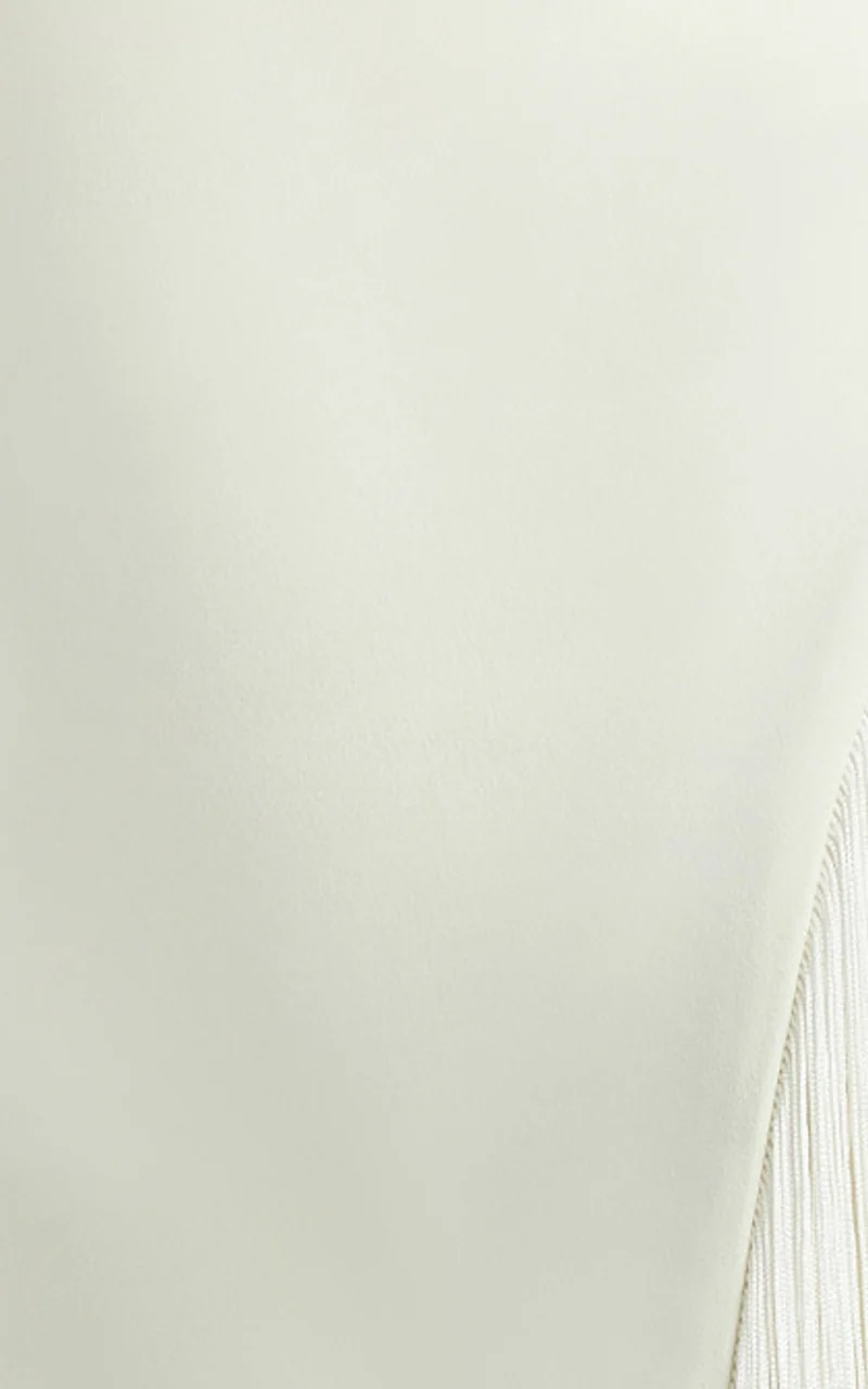 Joanne Maxi Dress - Scoop Neck Fringe Dress in Ivory