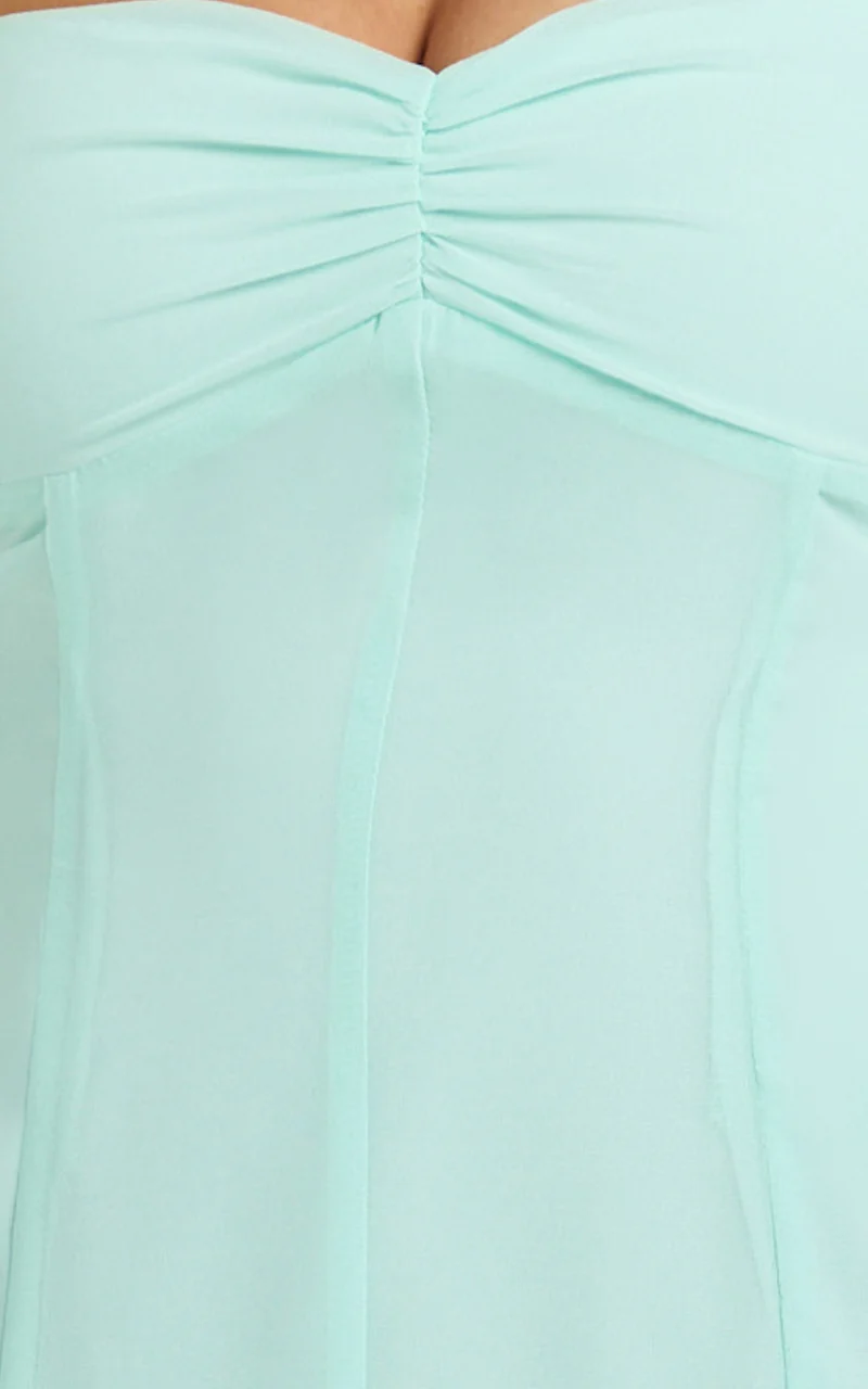 Hudgens Maxi Dress - Georgette Godet Panel Dress in Mint