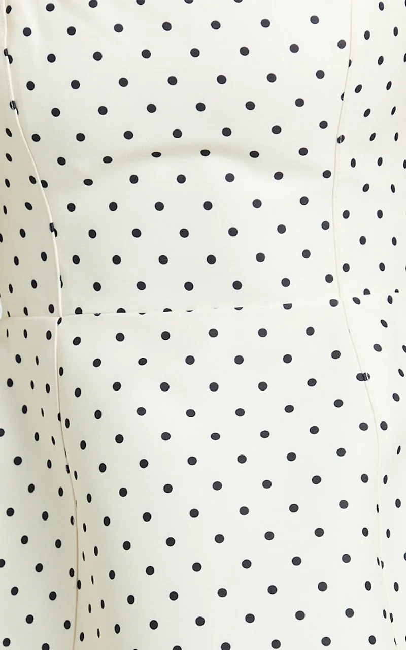 Carolina Mini Dress - Scoop Neck Panel Bodice Dress in White Polka Dot