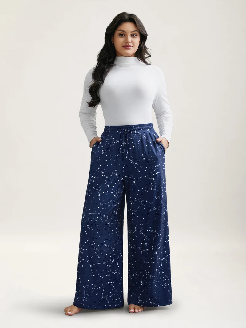Celestial Print Stretchy Waist Lounge Bottoms
