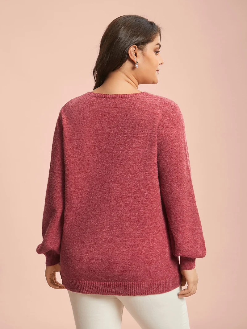 Surplice Neck Solid Textured Pullover