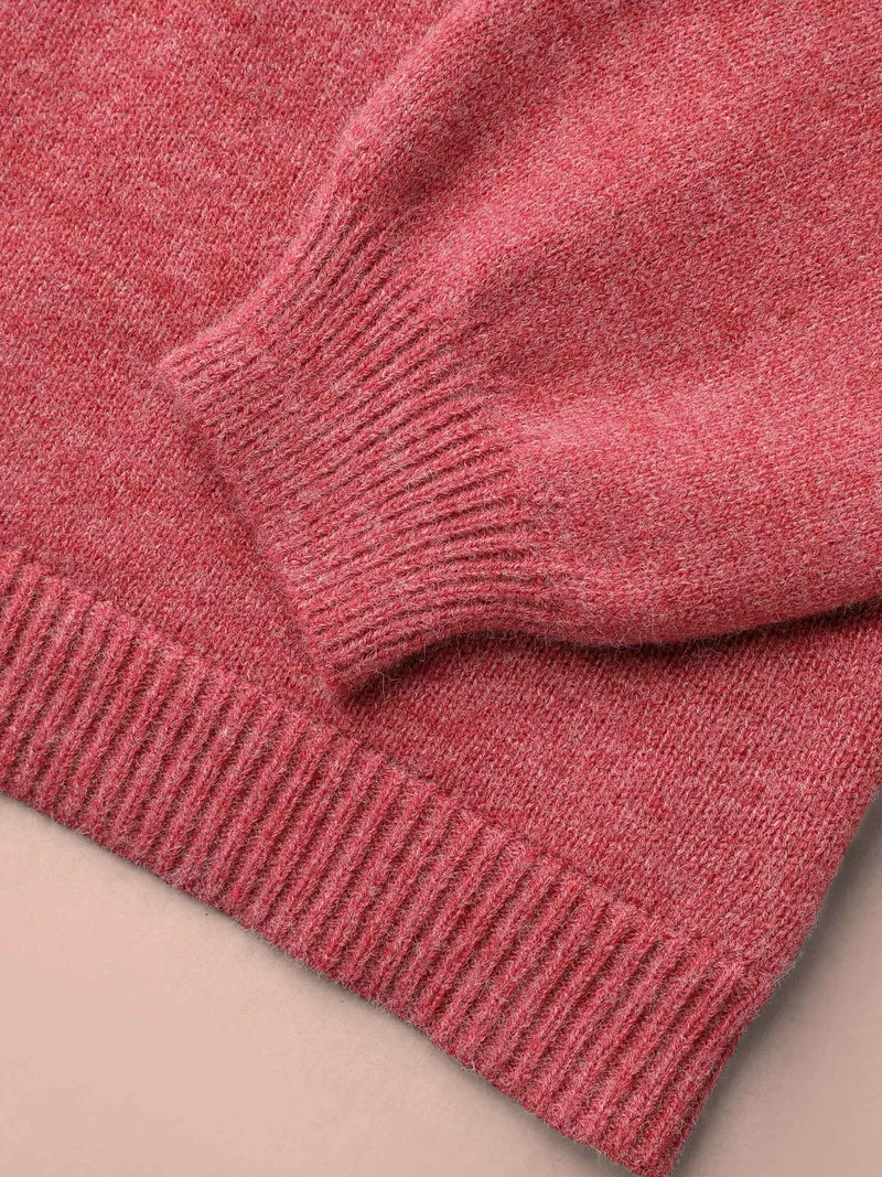 Surplice Neck Solid Textured Pullover
