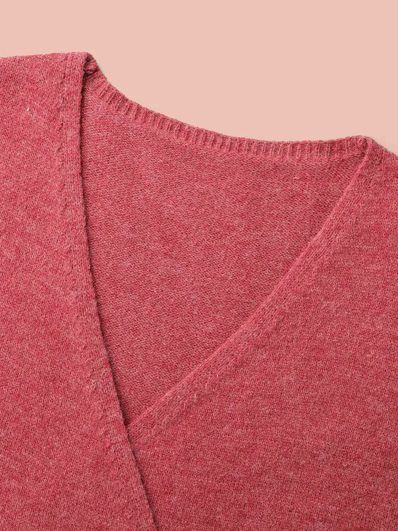 Surplice Neck Solid Textured Pullover