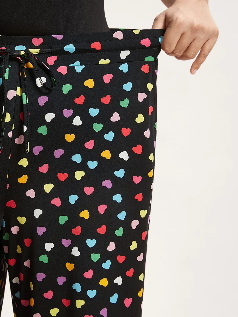 Multi-Color Heart Pattern Drawstring Lounge Bottoms