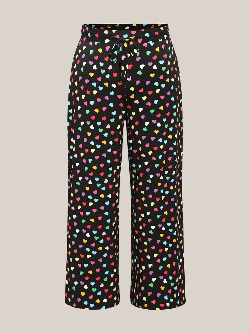 Multi-Color Heart Pattern Drawstring Lounge Bottoms