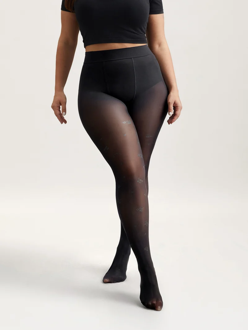 Floral Pattern Sheer Silk Tights
