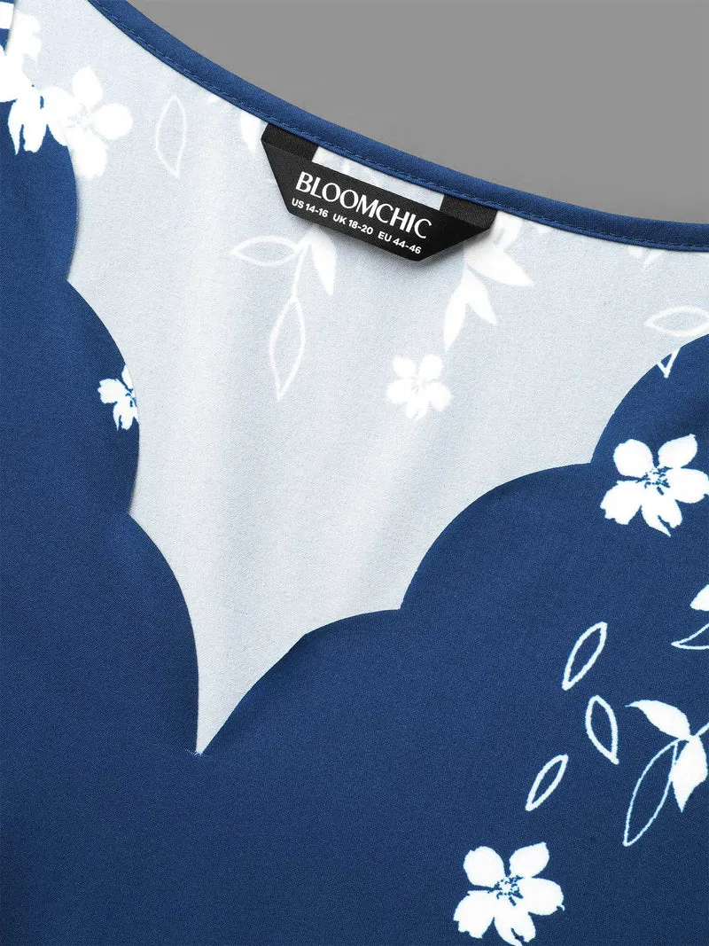 Laser Cut Floral Boho Print Blouse