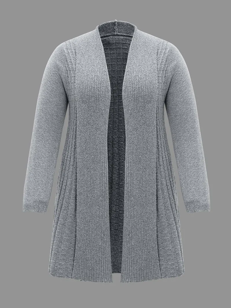 Folded Kimono Collar Plain Plisse Cardigan