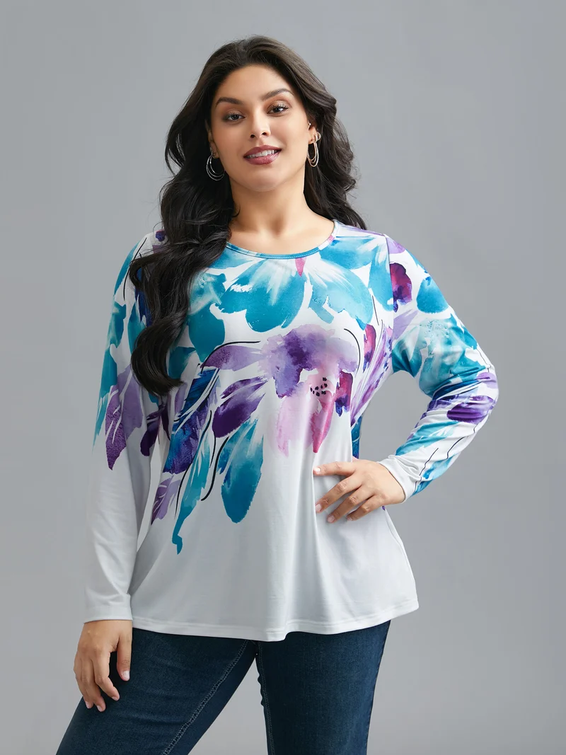 Floral Boho Print Stretchy T-Shirt