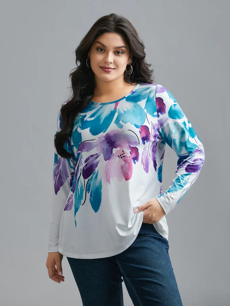 Floral Boho Print Stretchy T-Shirt