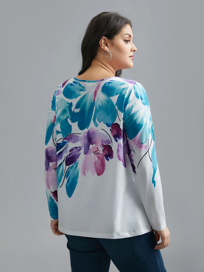 Floral Boho Print Stretchy T-Shirt