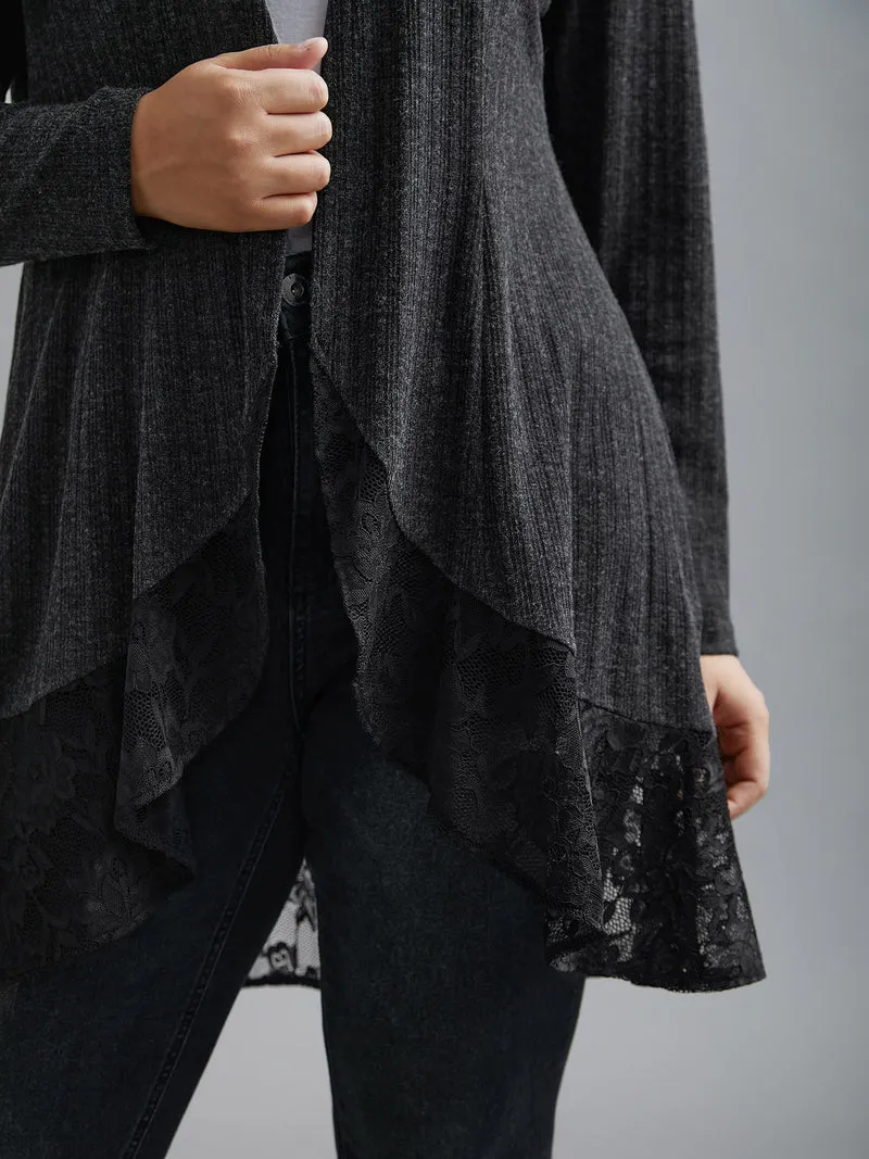 Lace Scalloped Open Front Cardigan
