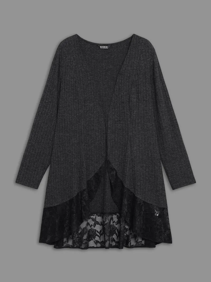 Lace Scalloped Open Front Cardigan