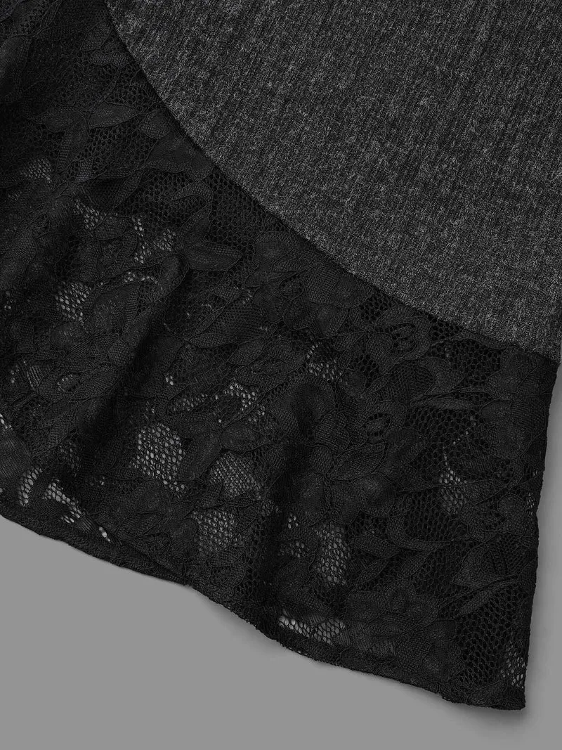Lace Scalloped Open Front Cardigan