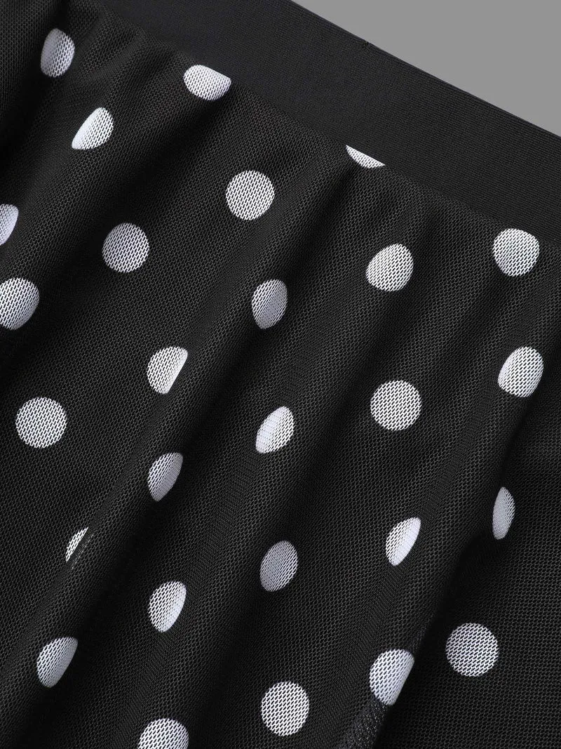Polka Dot Split Side Swim Skirt